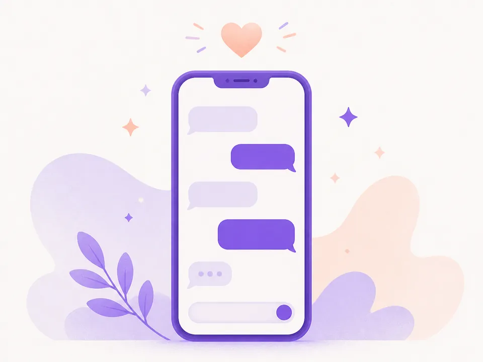Illustratie van chatten met Candy AI op een telefoon
