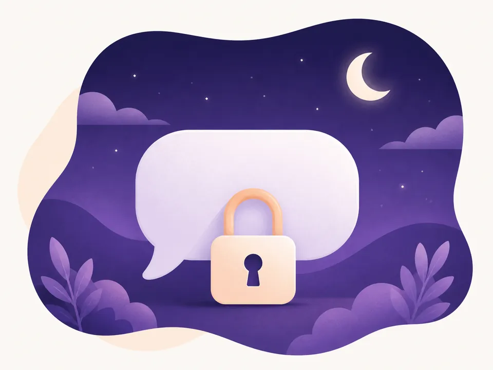 Illustratie van een afgeschermde AI-chat met een slotje